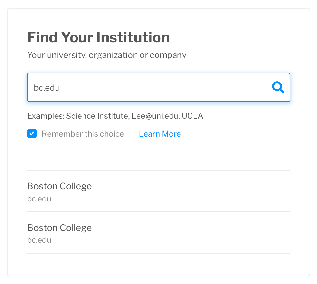 Visual showing WAYF disambiguation example
