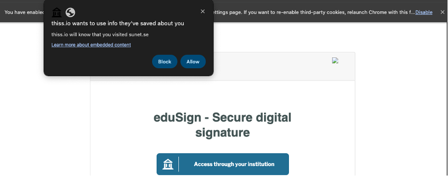 A screenshot of how the browser consent screen is expected to look like
